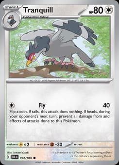 Tranquill 072/086 Common – Black Bolt Pokémon card