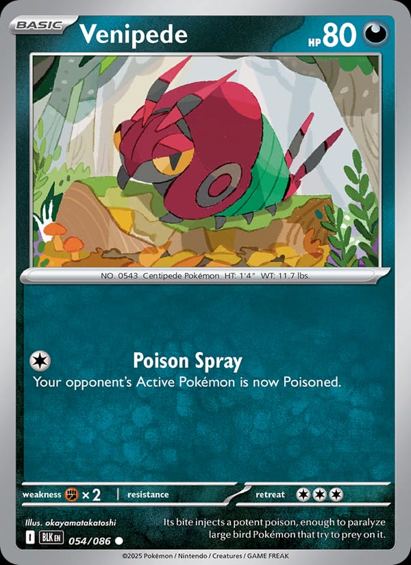 Venipede 054/086 Black Bolt Pokémon card
