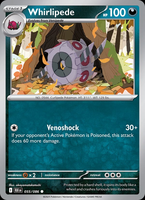 Whirlipede 055/086 Black Bolt Pokémon card