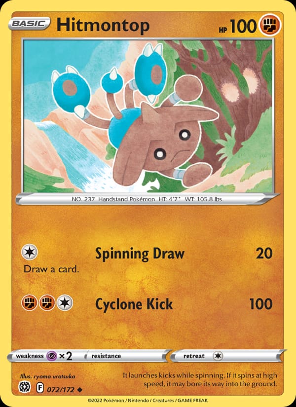 Hitmontop 072/172 Brilliant Stars Pokémon card