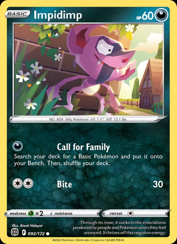 Impidimp 092/172 Brilliant Stars Pokémon card