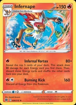 Infernape 026/172 Holo Rare – Brilliant Stars Pokémon card