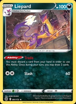 Liepard 091/172 Rare – Brilliant Stars Pokémon card