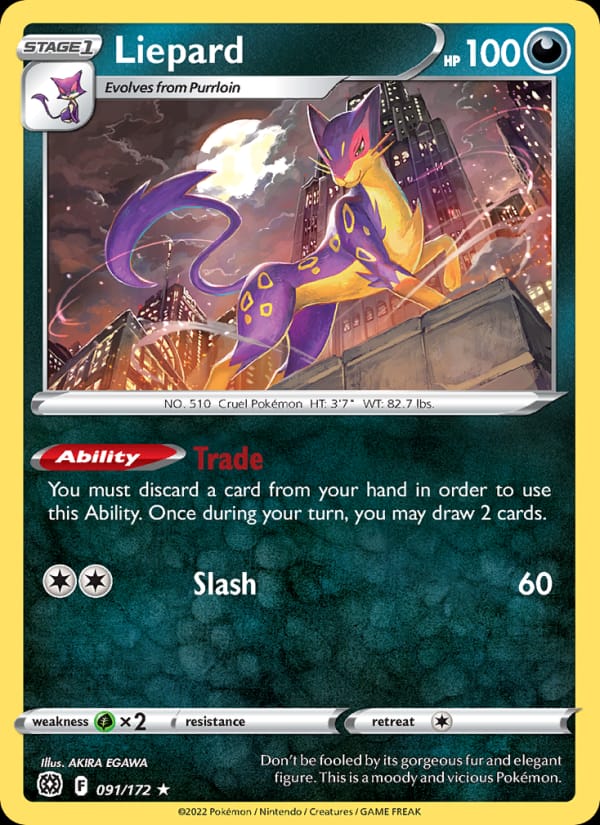 Liepard 091/172 Brilliant Stars Pokémon card