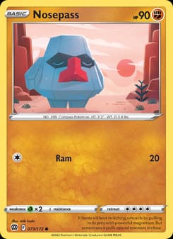 Nosepass 073/172 Common – Brilliant Stars Pokémon card
