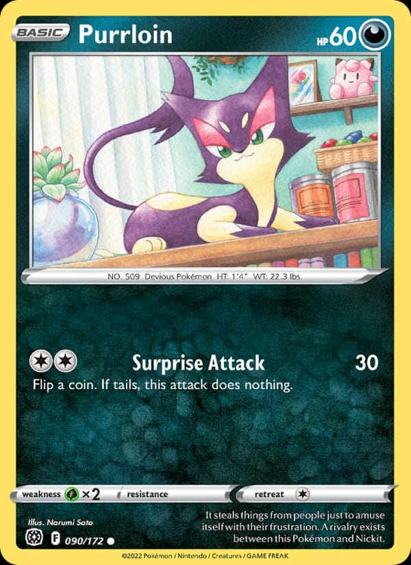 Purrloin 090/172 Brilliant Stars Pokémon card