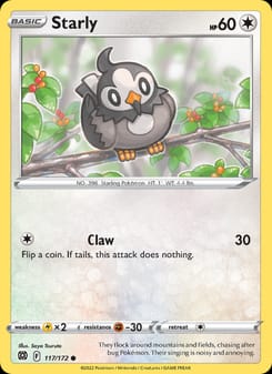 Starly 117/172 Common – Brilliant Stars Pokémon card