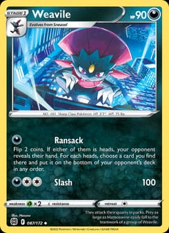 Weavile 087/172 Uncommon – Brilliant Stars Pokémon card