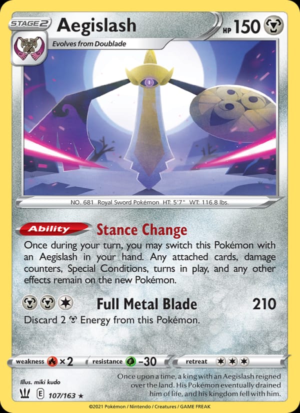 Aegislash 107/163 Battle Styles Pokémon card