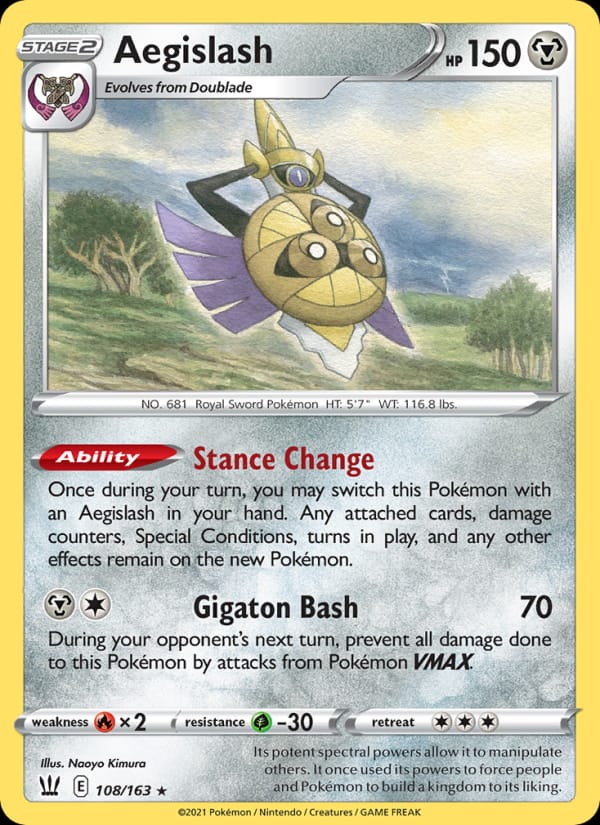 Aegislash 108/163 Battle Styles Pokémon card