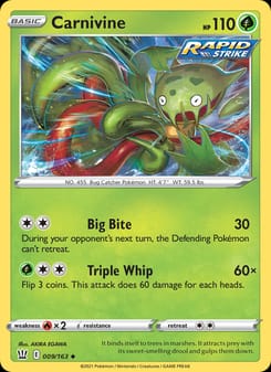Carnivine 009/163 Uncommon – Battle Styles Pokémon card