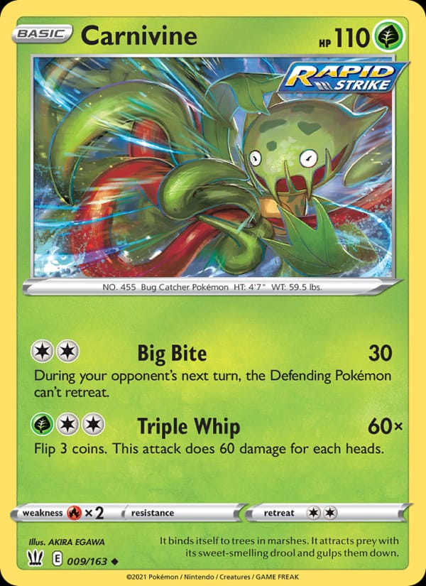 Carnivine 009/163 Battle Styles Pokémon card