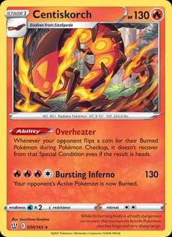 Centiskorch 030/163 Rare – Battle Styles Pokémon card