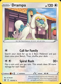 Drampa 119/163 Rare – Battle Styles Pokémon card
