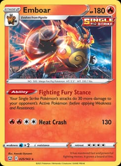 Emboar 025/163 Holo Rare – Battle Styles Pokémon card