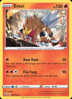 Entei 020/163 Holo Rare – Battle Styles Pokémon card
