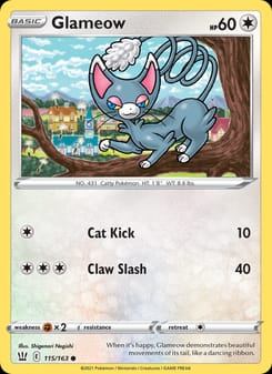 Glameow 115/163 Common – Battle Styles Pokémon card