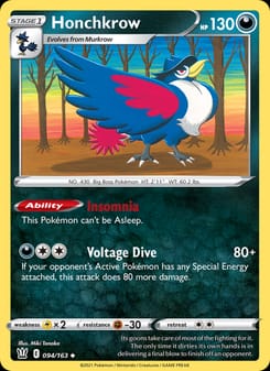 Honchkrow 094/163 Uncommon – Battle Styles Pokémon card