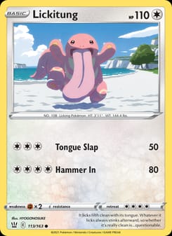 Lickitung 113/163 Common – Battle Styles Pokémon card
