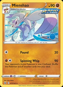 Mienshao 077/163 Rare – Battle Styles Pokémon card