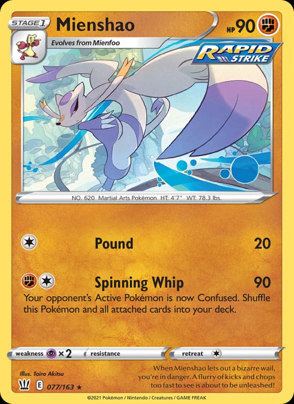Mienshao 077/163 Battle Styles Pokémon card
