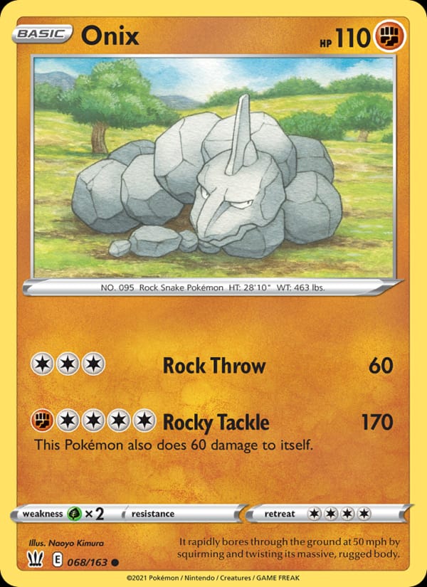 Onix 068/163 Battle Styles Pokémon card
