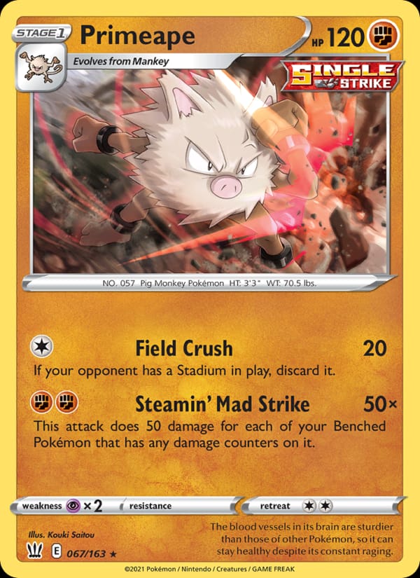 Primeape 067/163 Battle Styles Pokémon card