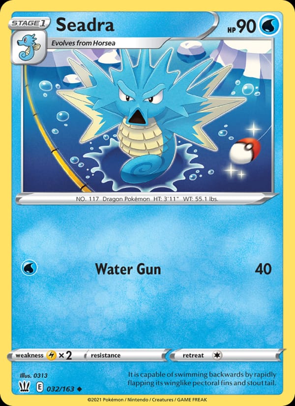 Seadra 032/163 Battle Styles Pokémon card