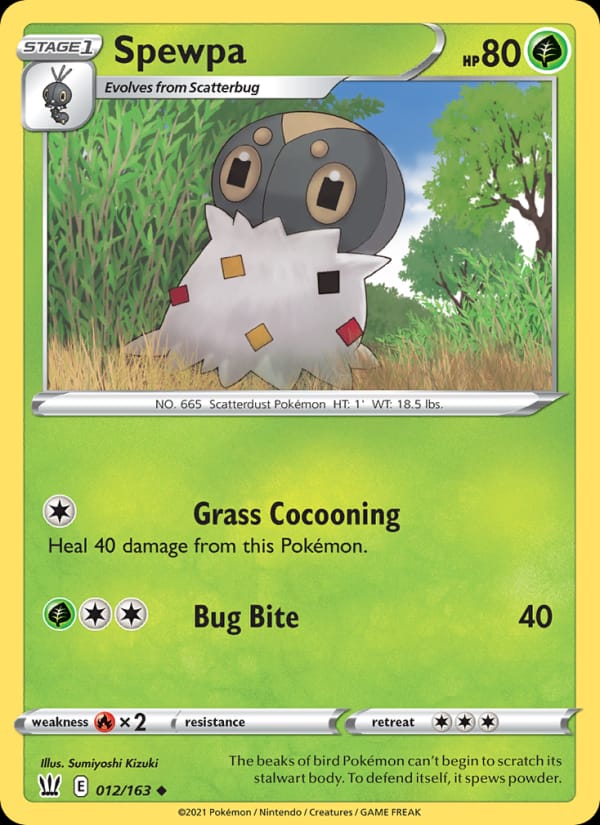 Spewpa 012/163 Battle Styles Pokémon card