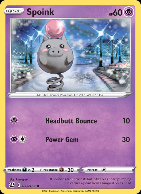 Spoink 055/163 Battle Styles Pokémon card