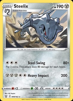 Steelix 099/163 Holo Rare – Battle Styles Pokémon card
