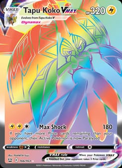 Tapu Koko VMAX 051/163 Ultra Rare – Battle Styles Pokémon card