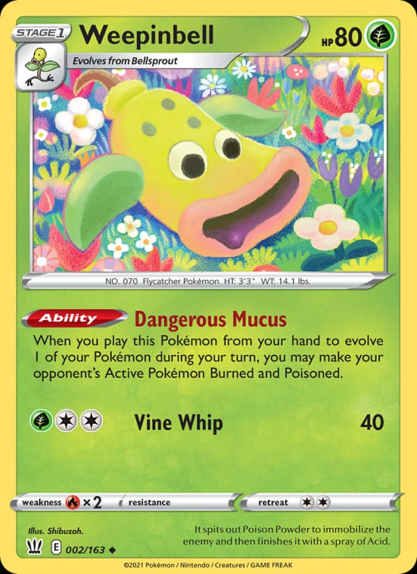 Weepinbell 002/163 Battle Styles Pokémon card