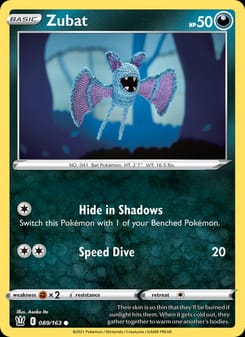 Zubat 089/163 Common – Battle Styles Pokémon card