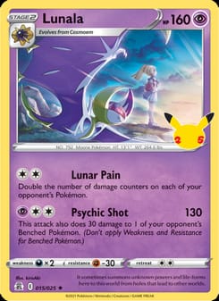 Lunala 015/025 Holo Rare – Celebrations Pokémon card
