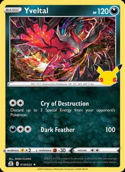 Yveltal 019/025 Holo Rare – Celebrations Pokémon card