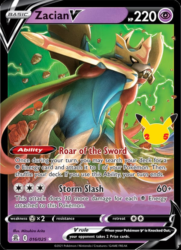 Zacian V 016/025 Celebrations Pokémon card