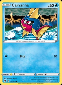Carvanha 11/73 Common – Champion's Path Pokémon card