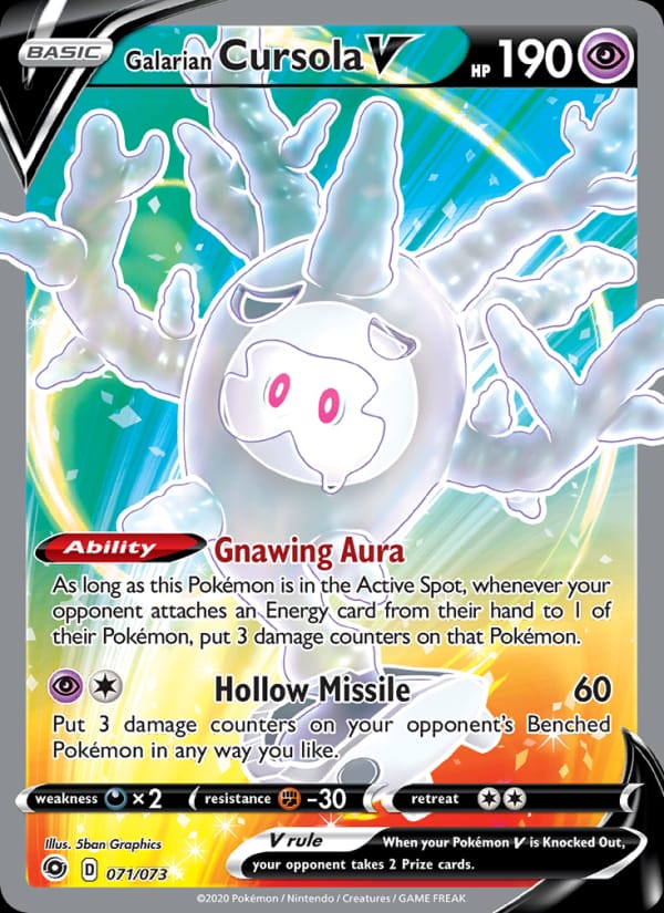 Galarian Cursola V 71/73 Champion's Path Pokémon card