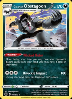 Galarian Obstagoon 37/73 Holo Rare – Champion's Path Pokémon card