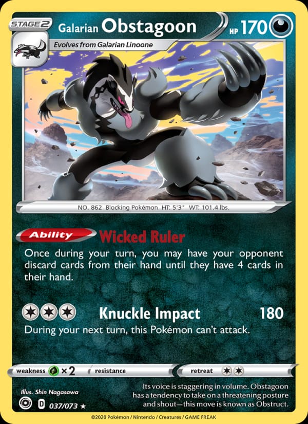 Galarian Obstagoon 37/73 Champion's Path Pokémon card