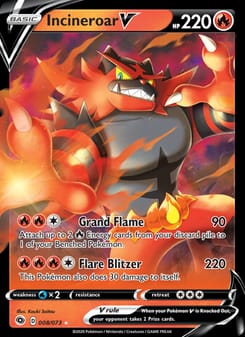 Incineroar V 08/73 Ultra Rare – Champion's Path Pokémon card