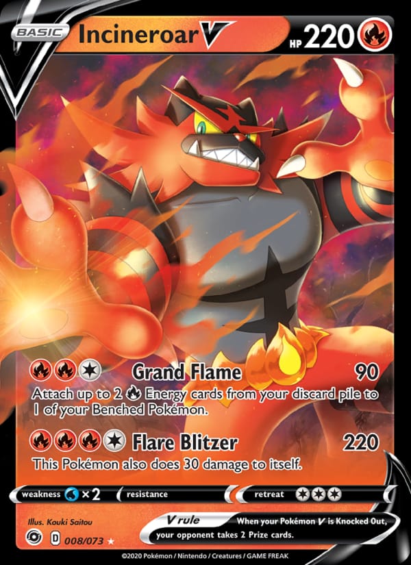 Incineroar V 08/73 Champion's Path Pokémon card