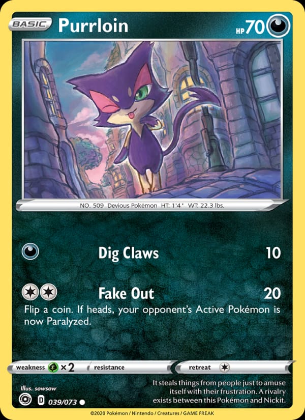 Purrloin 39/73 Champion's Path Pokémon card