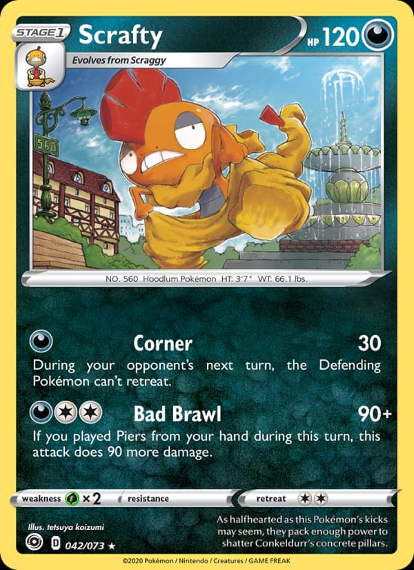 Scrafty 42/73 Champion's Path Pokémon card