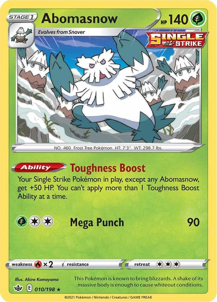 Abomasnow 010/198 Chilling Reign Pokémon card