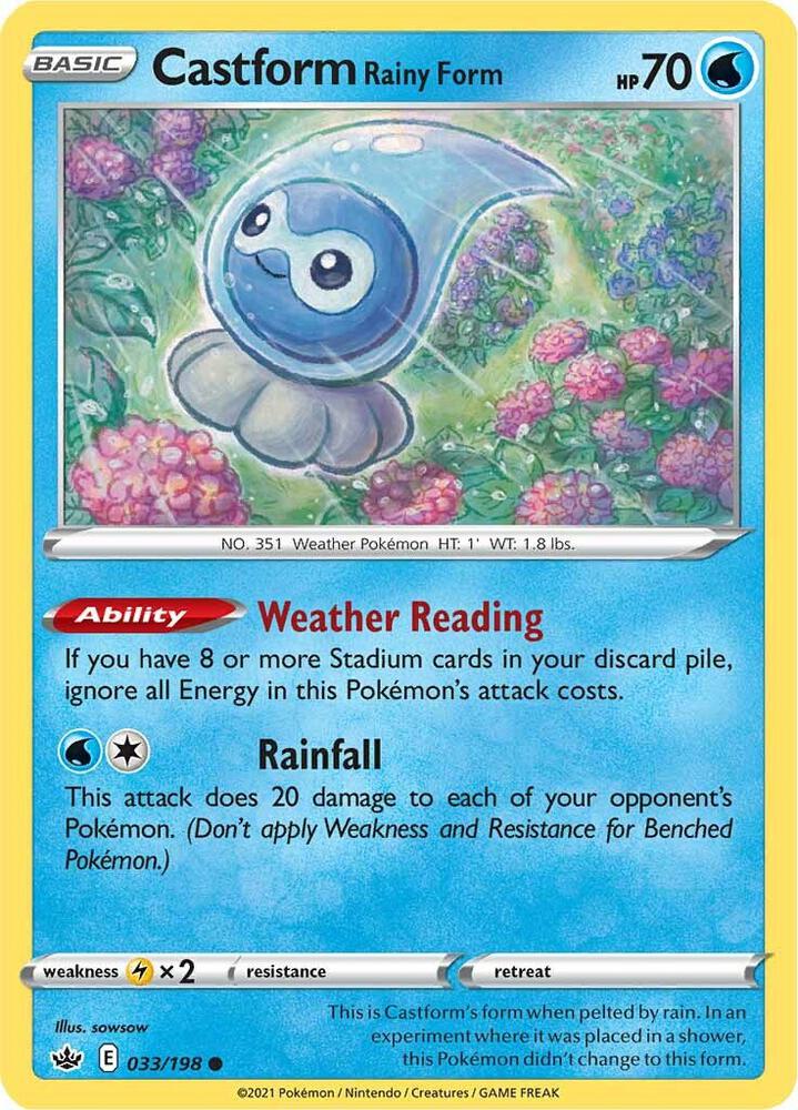 Castform Rainy Form 033/198 Chilling Reign Pokémon card