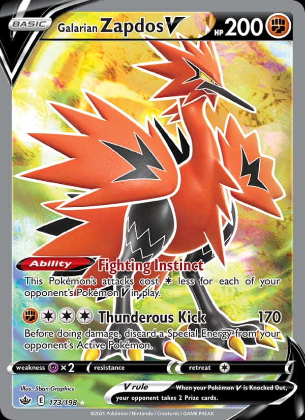 Galarian Zapdos V 173/198 Chilling Reign Pokémon card