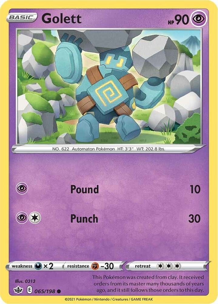 Golett 065/198 Chilling Reign Pokémon card