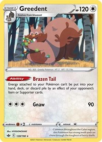 Greedent 128/198 Holo Rare – Chilling Reign Pokémon card